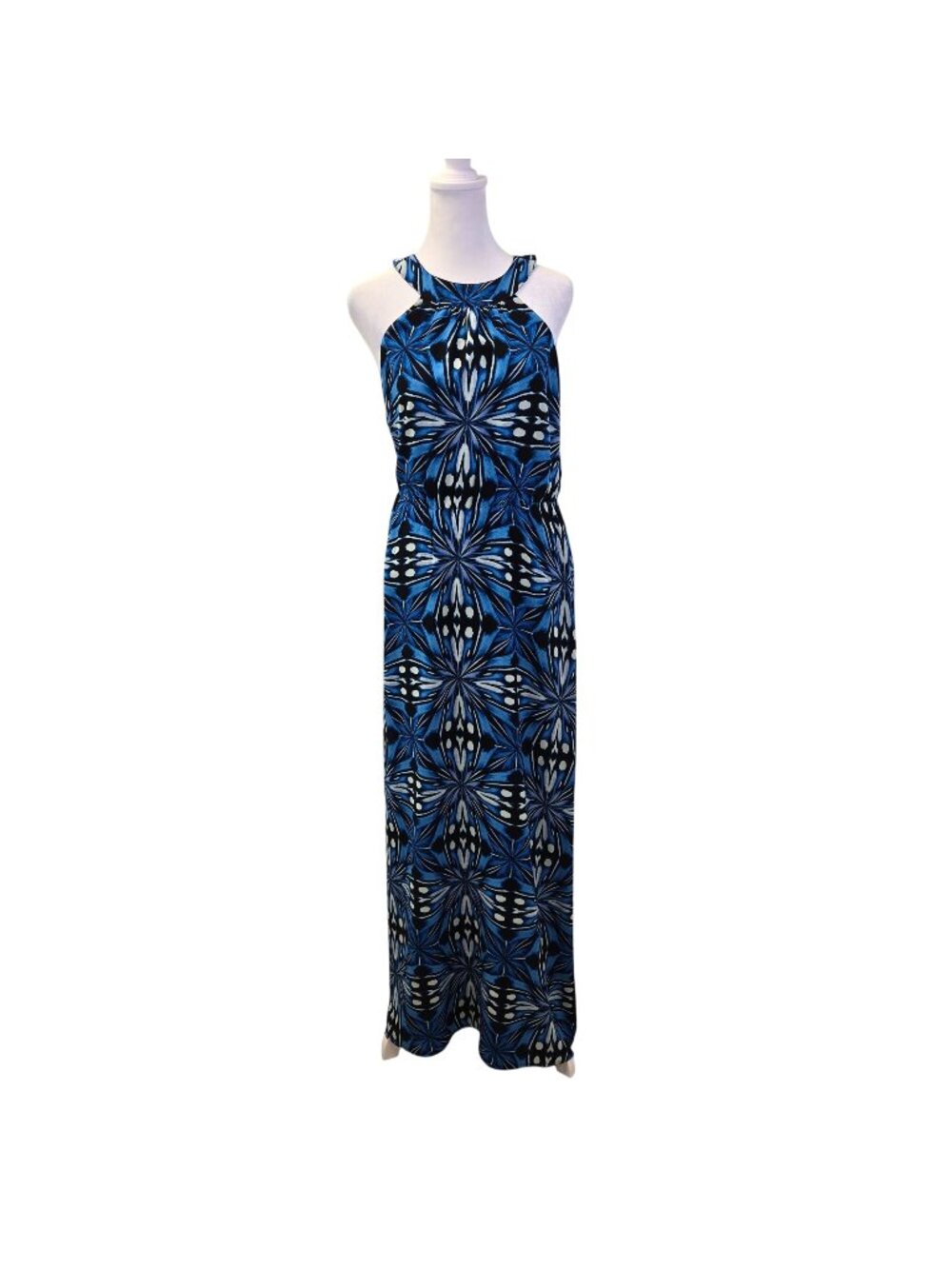 NWT Outback Red Sunburst Print Halter Style Maxi Dress Size Small